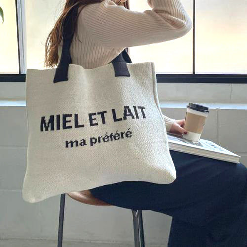 Miel et Lait Bi-color Knitted Tote│Miel et Lait 雙色編織袋