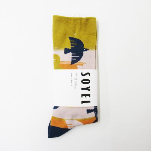 Soyel Bird and Border Socks│Soyel 日本製鳥兒中筒襪