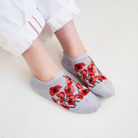 Andè 奈良製短襪 -Red Poppy│Andè Nara Ankle Socks - Red Poppy