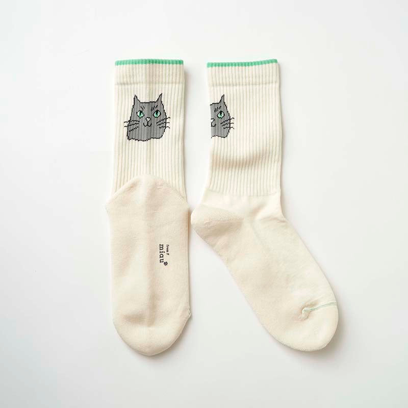 from F miau 灰貓棉質中筒襪│from F miau Grey Cat Cotton Crew Socks