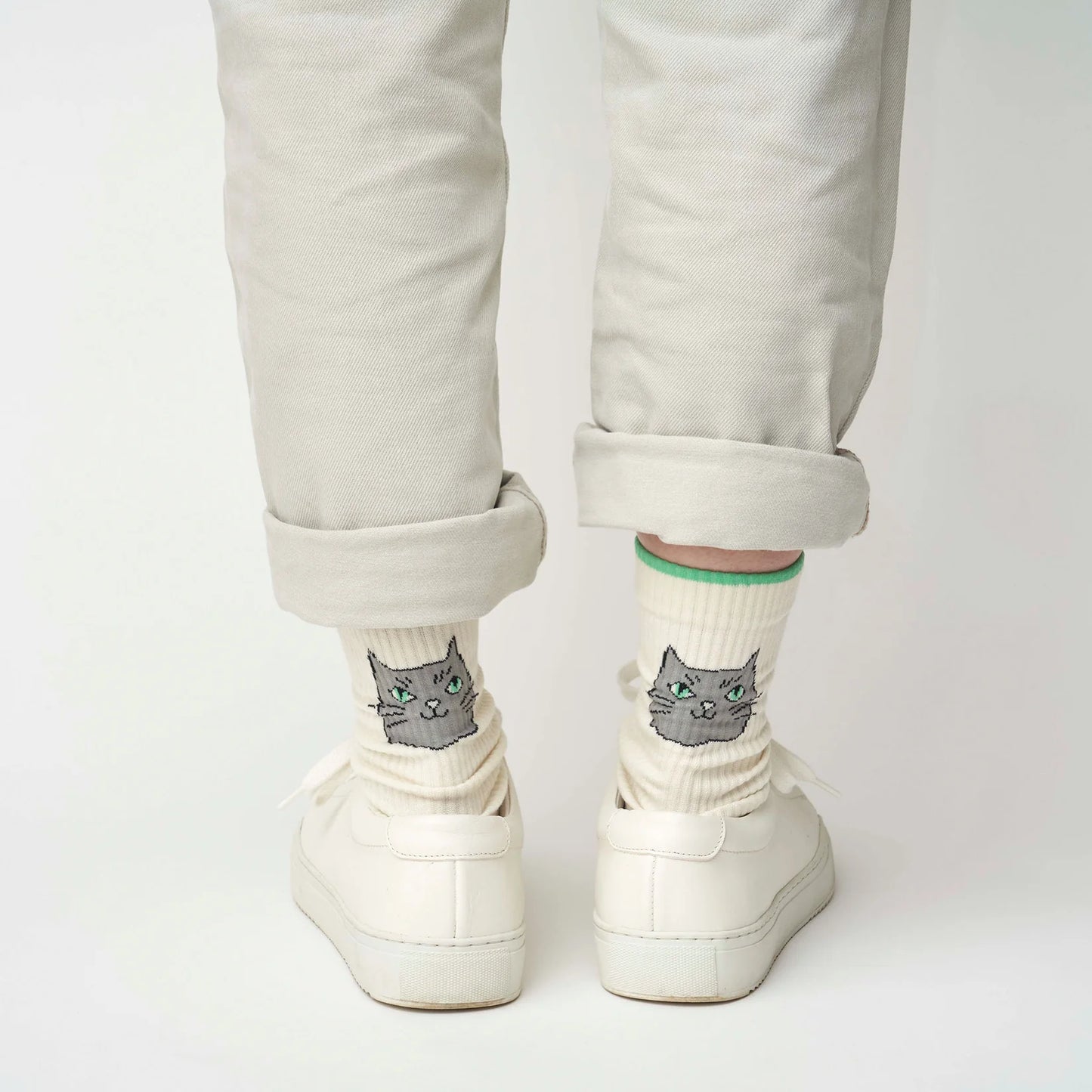 from F miau 灰貓棉質中筒襪│from F miau Grey Cat Cotton Crew Socks