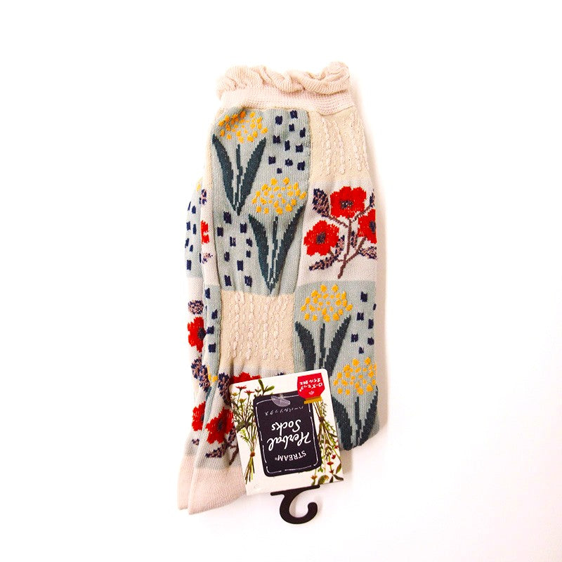 Stream 拼布花式襪子*Stream Flower Patchwork Socks