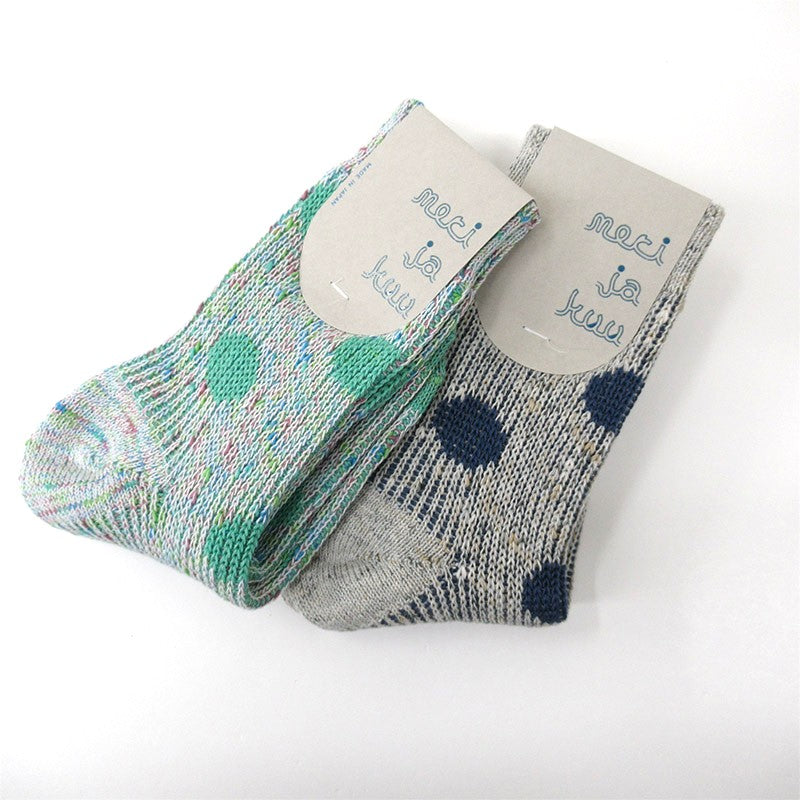 meri ja kuu 絣點點棉襪（薄荷綠）│meri ja kuu KASURI Dot Socks (Mint)