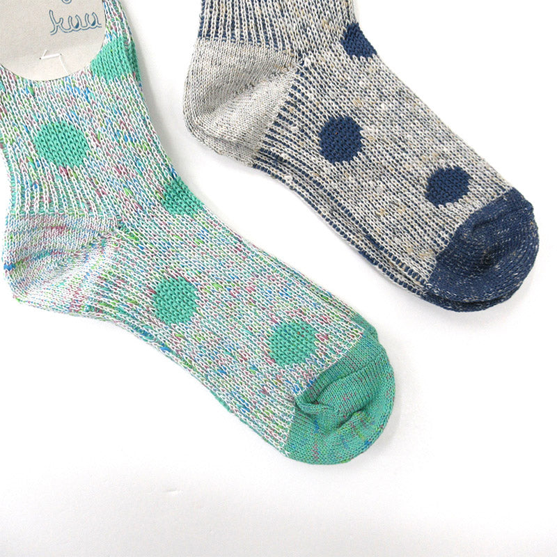 meri ja kuu 絣點點棉襪（薄荷綠）│meri ja kuu KASURI Dot Socks (Mint)