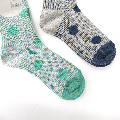 meri ja kuu 絣點點棉襪（薄荷綠）│meri ja kuu KASURI Dot Socks (Mint)