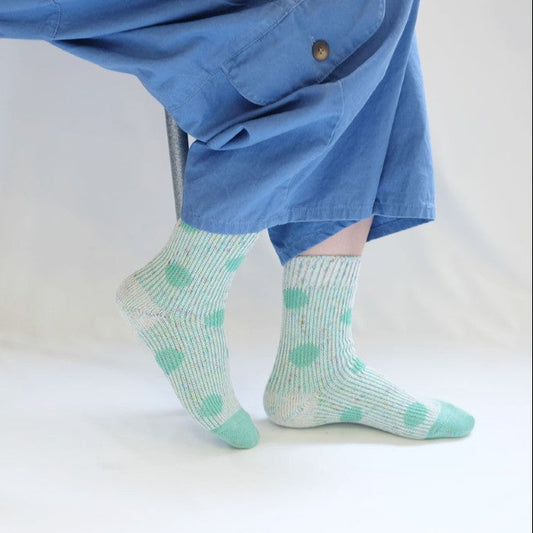 meri ja kuu 絣點點棉襪（薄荷綠）│meri ja kuu KASURI Dot Socks (Mint)