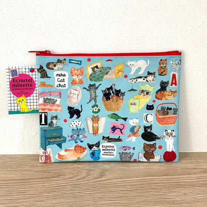Ecoute! Minette 小貓收納袋│Ecoute! Minette Flat Pouch