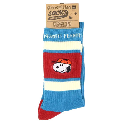 PEANUTS 史諾比帽子條紋襪│PEANUTS Snoopy Cap Color Line Socks
