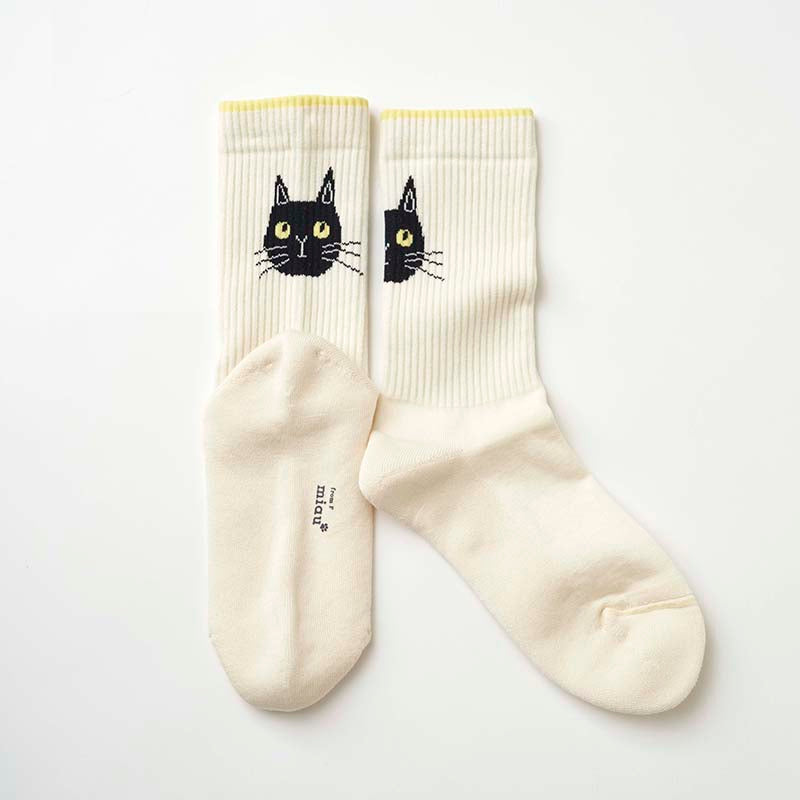 from F miau 黑貓棉質中筒襪│from F miau Black Cat Cotton Crew Socks