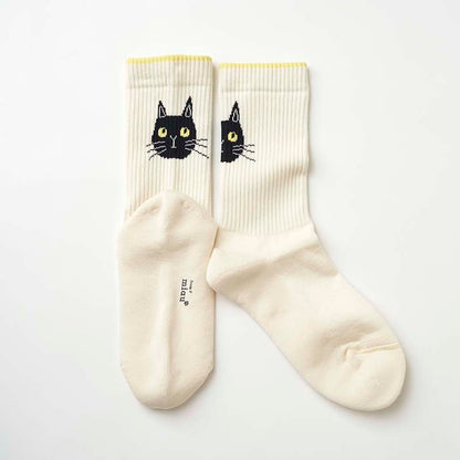 from F miau 黑貓棉質中筒襪│from F miau Black Cat Cotton Crew Socks