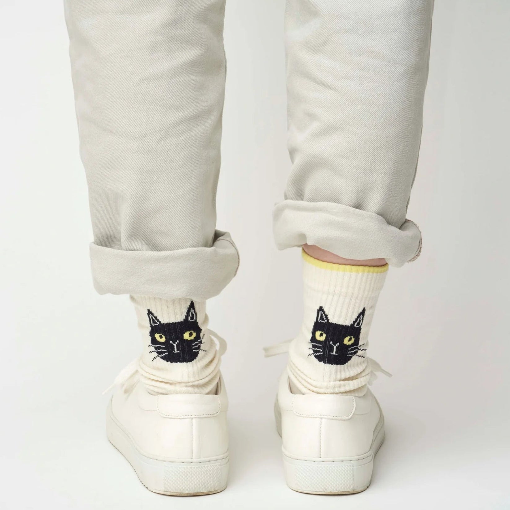from F miau 黑貓棉質中筒襪│from F miau Black Cat Cotton Crew Socks