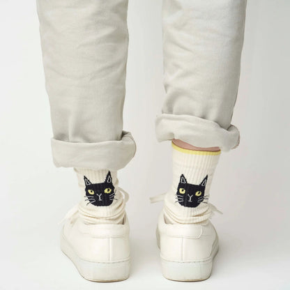 from F miau 黑貓棉質中筒襪│from F miau Black Cat Cotton Crew Socks