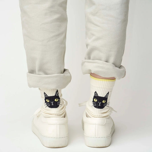 from F miau 黑貓棉質中筒襪│from F miau Black Cat Cotton Crew Socks
