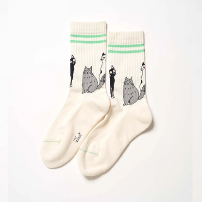 from F miau 三隻貓棉質中筒襪│from F miau Three Cats Cotton Crew Socks