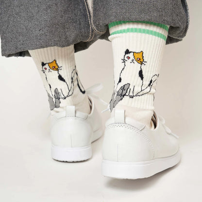 from F miau 三隻貓棉質中筒襪│from F miau Three Cats Cotton Crew Socks