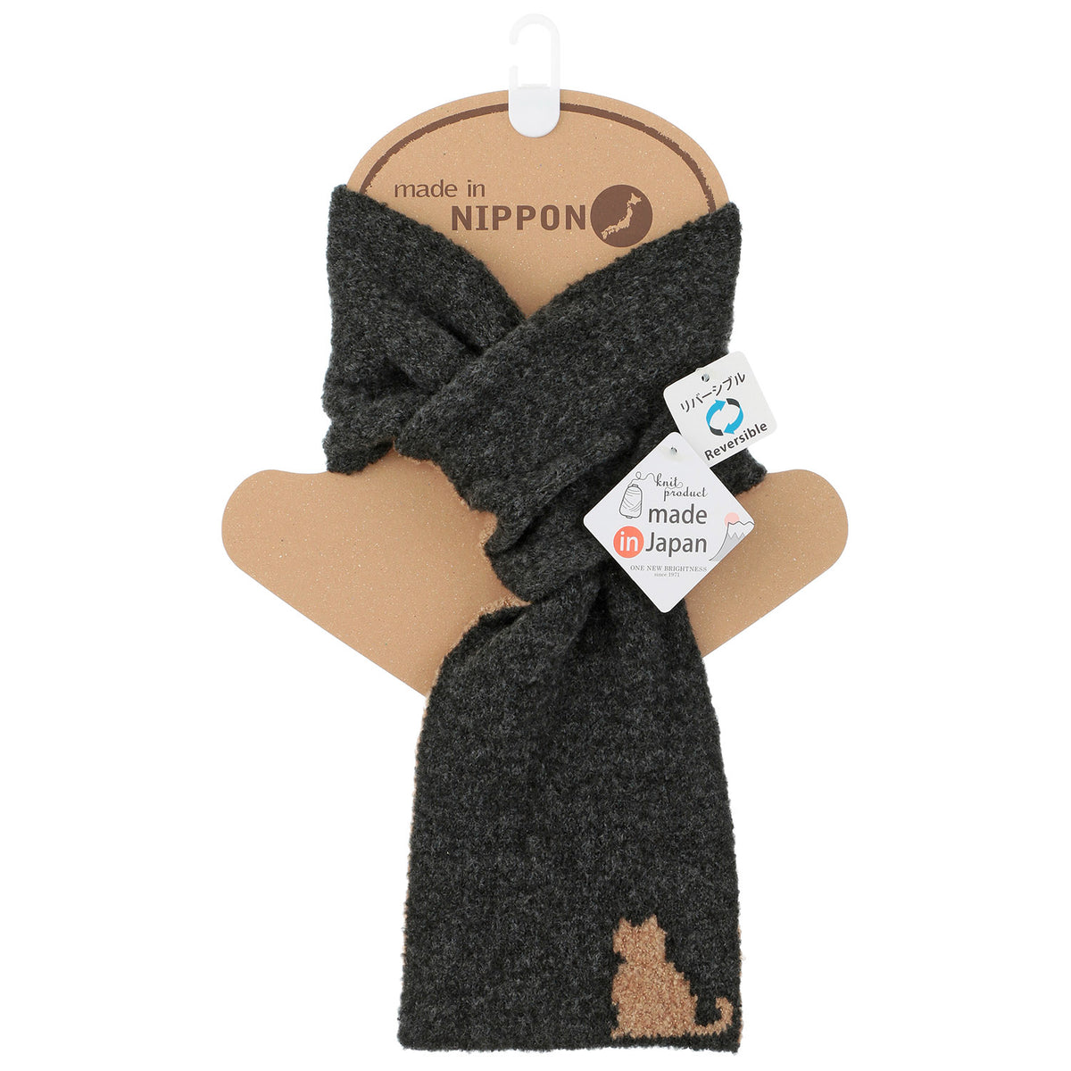 日本製雙面貓咪柔軟圍巾│Made in Japan Reversible Soft Cat Scarf