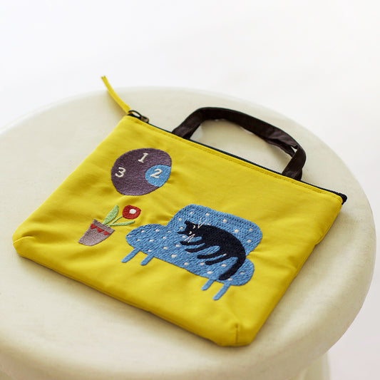 日本製刺繡小手挽袋 - 黃色 Atsuko Matano Embroidered Small Tote - Yellow