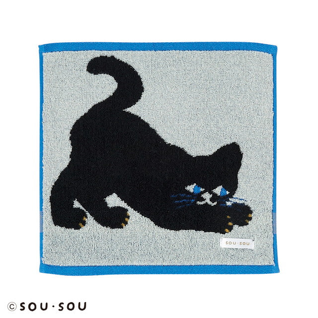 Sou‧Sou 日本今治方巾 - 黑色小貓 Sou‧Sou Imabari Wash Towel - Black Kitten