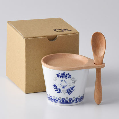 波佐見焼小杯連木匙套裝 - 小鳥 Hasami Porcelain Cup Set - Bird