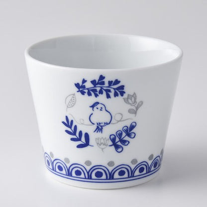 波佐見焼小杯連木匙套裝 - 小鳥 Hasami Porcelain Cup Set - Bird