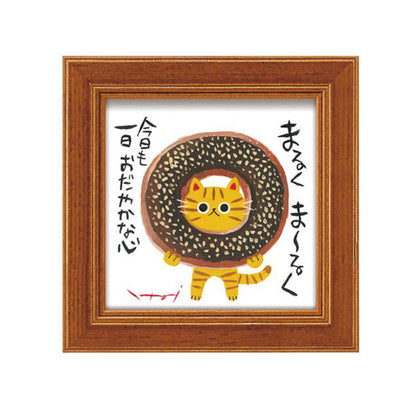 糸井忠晴貓小掛畫 - 冬甩 Cat Paintings with Wooden Frame - Doughnut