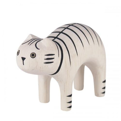 花貓手工木製擺設│Tabby Cat Hand Carved Wooden Mascot
