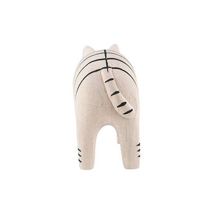 花貓手工木製擺設│Tabby Cat Hand Carved Wooden Mascot