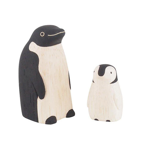 大小企鵝手工木製擺設套裝│Penguin Hand Carved Wooden Mascot Set