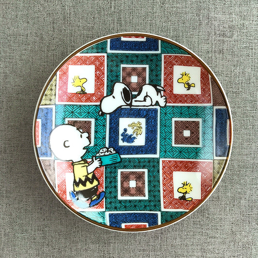史諾比九谷燒小碟 - 史諾比與查理│Kutani Ware Snoopy Plate - Snoopy & Charlie