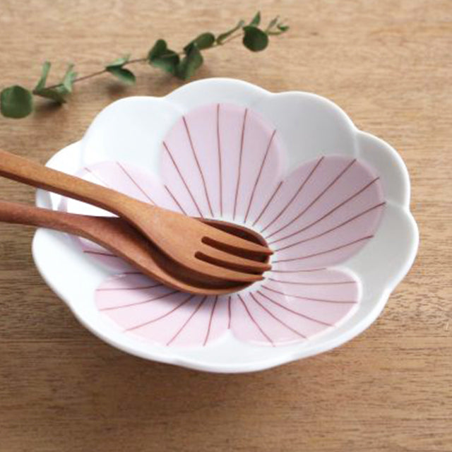九谷燒花兒16cm湯碗 - 粉紅 Kutani Ware Flower 16cm Bowl - Pink