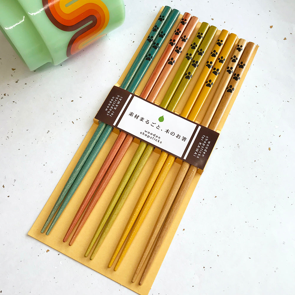 日本貓肉球木製筷子套裝 Cat Paw Wooden Chopsticks Set 