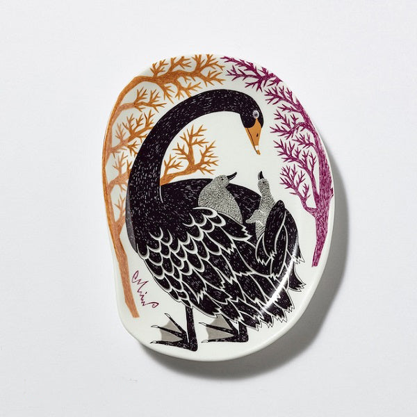 森田Miw 插畫瓷碟 - 黑天鵝*Morita Miw Decorative Plate - Black Swan