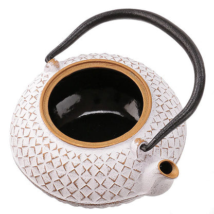 南部鐵器茶壺 - 白色格子│Nambu Cast Iron Teapot - White Check