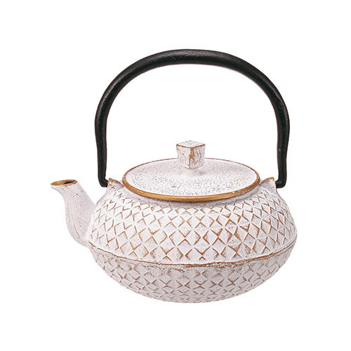 南部鐵器茶壺 - 白色格子│Nambu Cast Iron Teapot - White Check