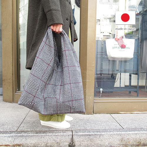 日本製格紋呢絨袋 - 淺灰色│homeworking Tweed Shoulder Bag - Light Grey