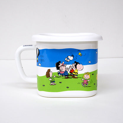 Snoopy & Friends Enamel Square Pot with Handle│Snoopy & Friends 日本製手柄琺瑯盒