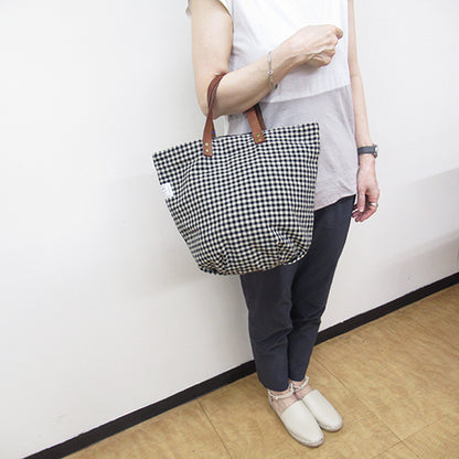 日本製黑白格子手提袋 Japan B&W Plaid Tote Bag