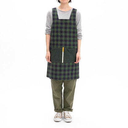 日本製寬肩帶工作圍裙 - 綠色格子 Japan Shoulder Comfy Apron - Green Check