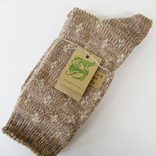 Small Stone Flower Dot Socks - Brown│Small Stone 日本製花點襪子 - 啡色 